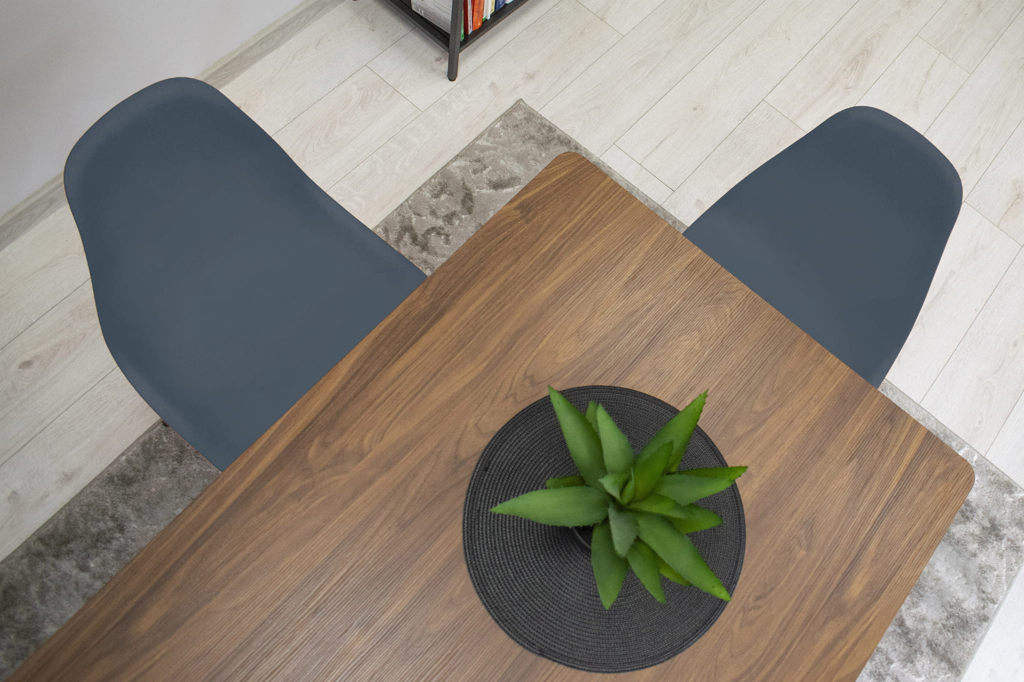 Sedia Valora OSAKA in ardesia scura, design ergonomico, gambe nere x2