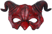 Maschera da Diavolo Realistica - Metà Volto - Costume da Carnevale - Maschera di Schiuma - Presa Antiscivolo - Materiale PU di Alta Qualità - Maschera Horror