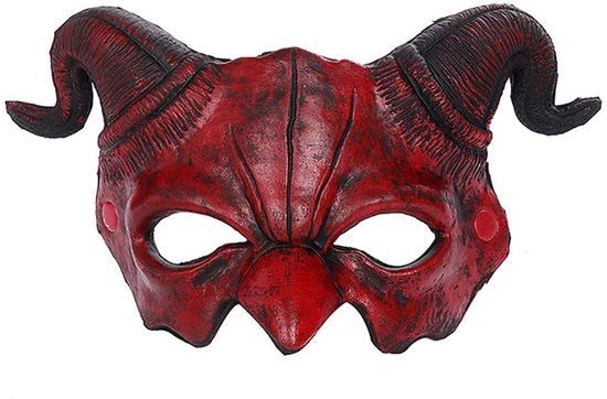 Maschera da Diavolo Realistica - Metà Volto - Costume da Carnevale - Maschera di Schiuma - Presa Antiscivolo - Materiale PU di Alta Qualità - Maschera Horror