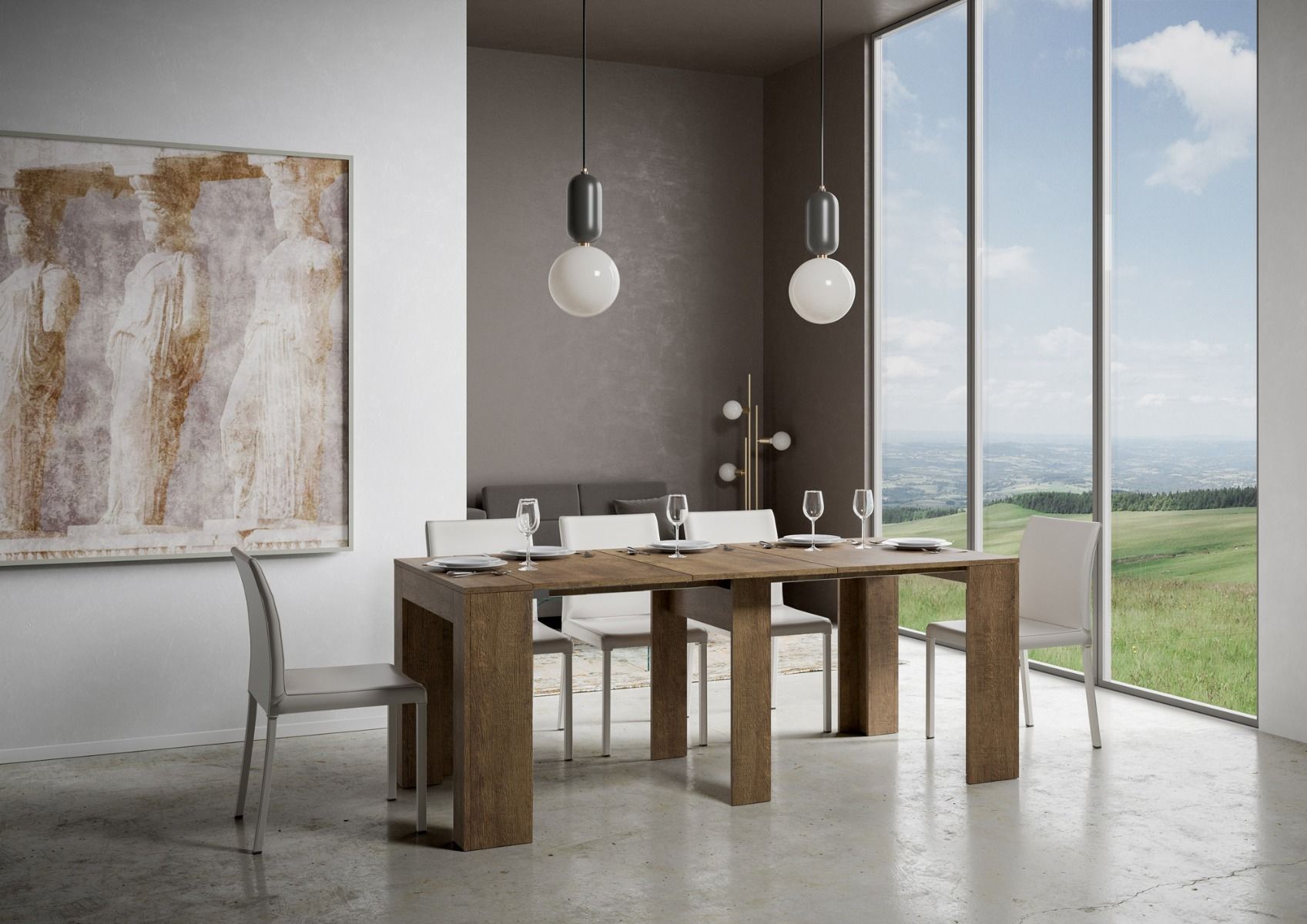 Consolle Allungabile 90-302x42x77 cm in Nobilitato Marrone