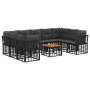 Set di divani da esterno 10 pcs Nero e Grigio scuro Poliestere 3437551