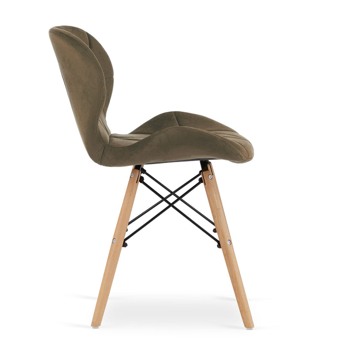 Sedia in velluto VALORA WAKO - Design ergonomico moderno, marrone x 3