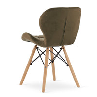 Sedia in velluto VALORA WAKO - Design ergonomico moderno, marrone x 3