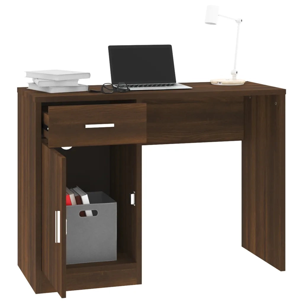 Scrivania Cassetto rovere marrone 100x40x73cm Legno Multistrato 342658