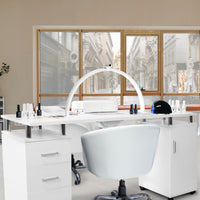 Tavolo Professionale per Manicure & Lampada Mezzaluna LED 79cm  Scrivania per Salone di Bellezza per Unghie