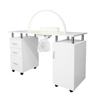 Tavolo Professionale per Manicure & Lampada Mezzaluna LED 79cm  Scrivania per Salone di Bellezza per Unghie