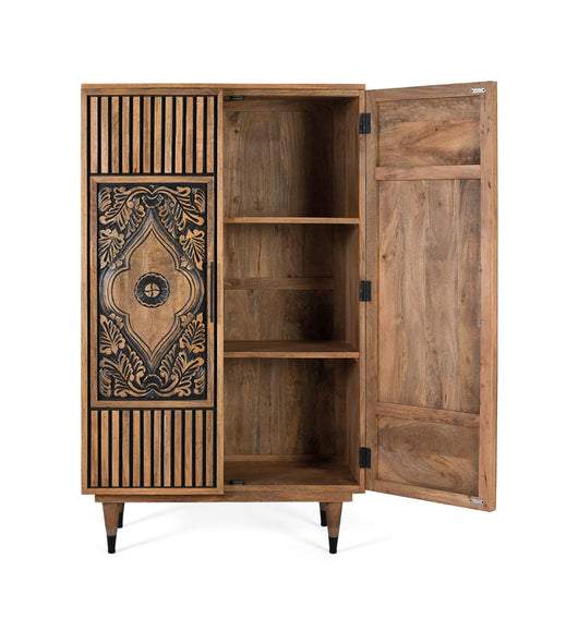 Credenza alta in legno di mango e dettagli dipinti a mano
