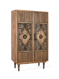 Credenza alta in legno di mango e dettagli dipinti a mano