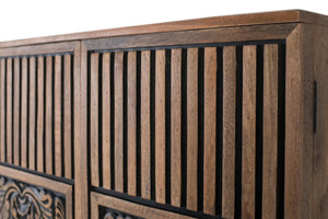 Credenza alta in legno di mango e dettagli dipinti a mano