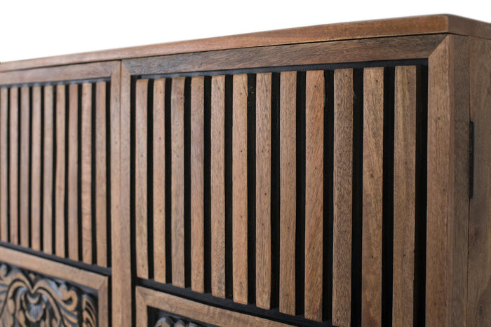 Credenza alta in legno di mango e dettagli dipinti a mano