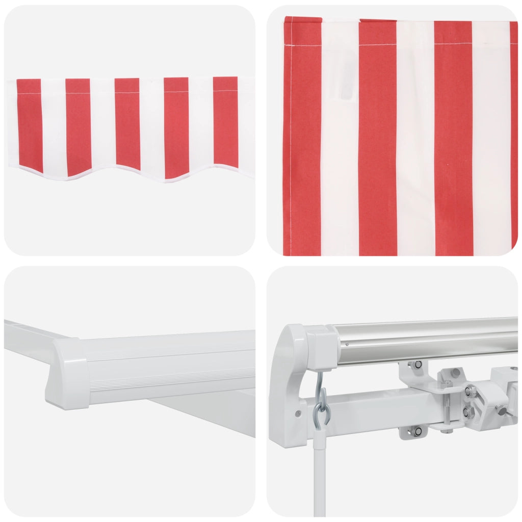 Tenda retrattile manuale a strisce rosse e bianche 600x350 cm