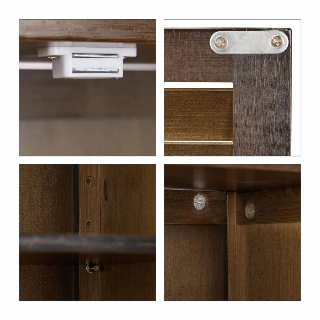 Mobiletto porta medicinali da bagno sospeso bambù e legno marrone 13_0000298