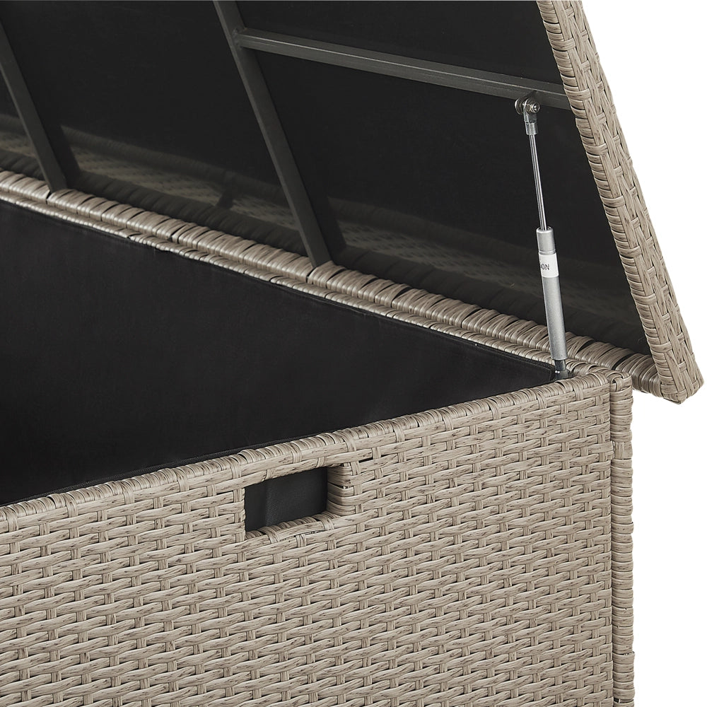 Cesta baule portaoggetti per esterni Cuscino da giardino in finto rattan beige 155 x 75 cm