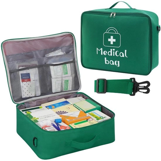 Kit medico portatile XXL, 18 l, con maniglia e cinturino da spalla, impermeabile, vuoto