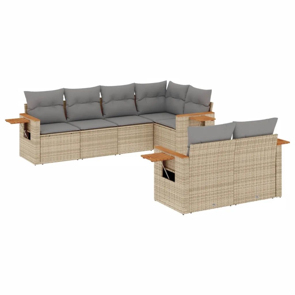 Set Divani da Giardino 7 pz con Cuscini Grigio in Polyrattan 3259386