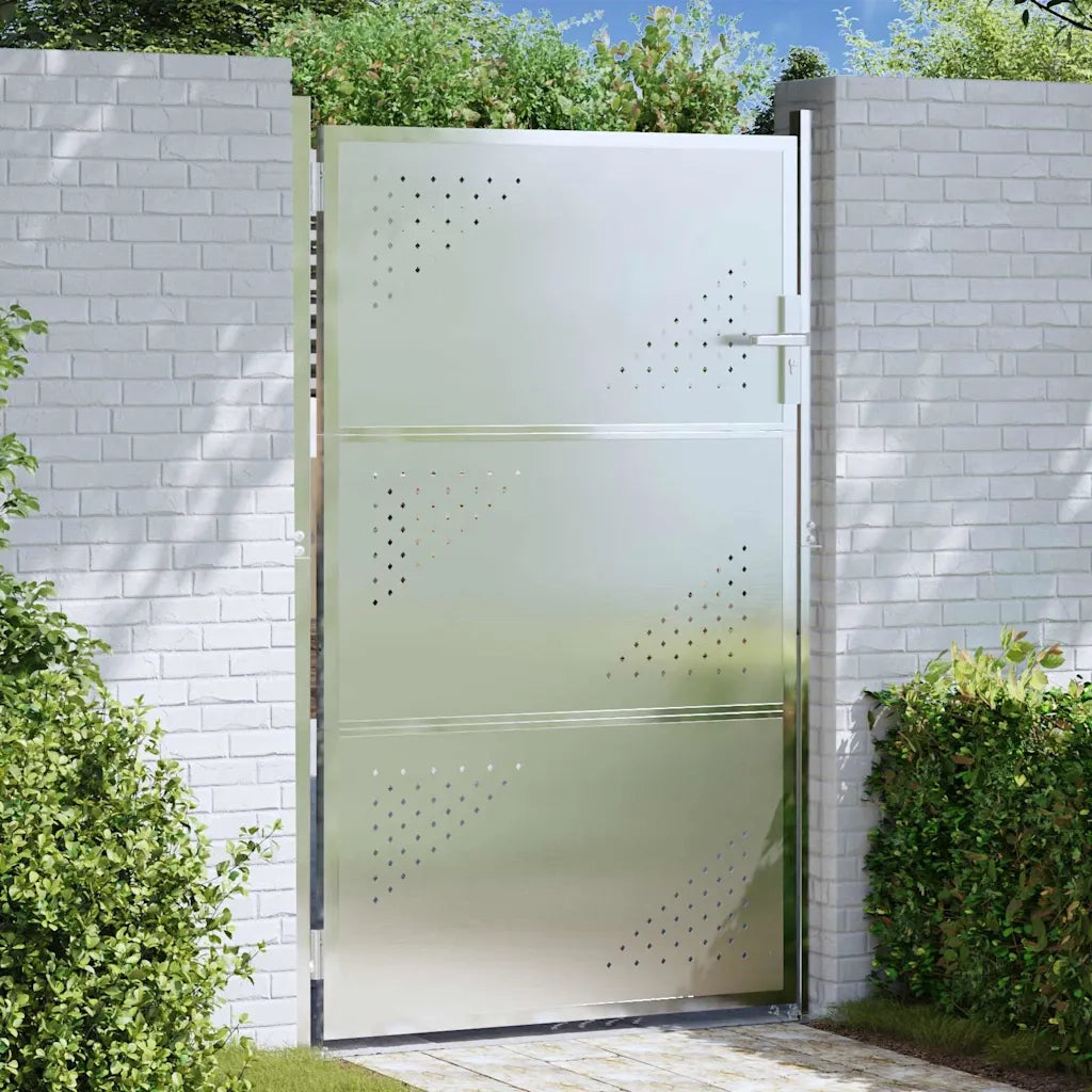 Cancello da giardino Argento 85 x 144 cm Acciaio inossidabile 3402583