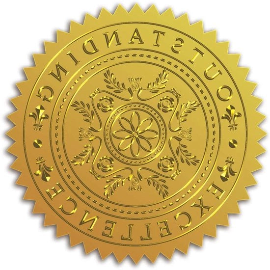 Allettamento plus - 100 pezzi di foglio di rilievo in oro certificato con sigilli autoadesivi decorativo per la chiusura di buste aziendali.