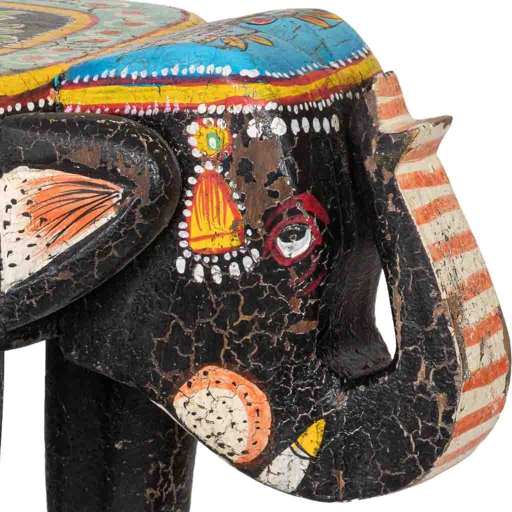 Sgabello in legno a forma di elefante multicolore 56x21x40 cm