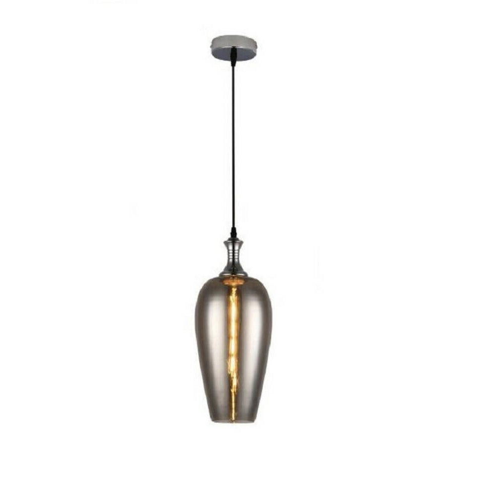 Trade Shop - Lampadario Da Soffitto In Vetro Ambrato Lampada A Sospensione Ovale E27 A36-06 -
