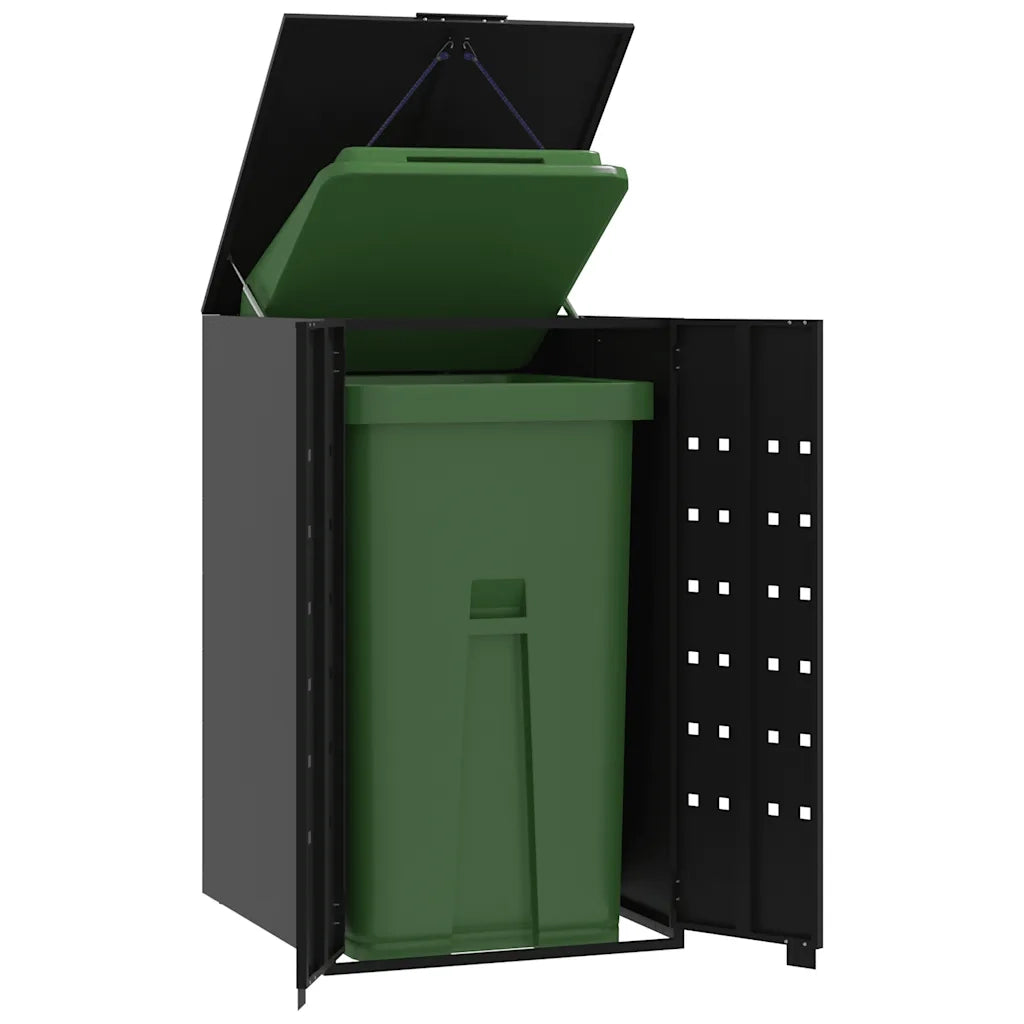 Copribidone con Ruote per Bidone Singolo Nero 69x79x117 Acciaio CFW1178892