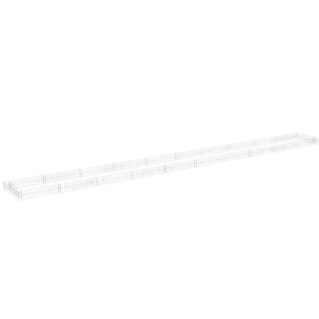 Aiuola rialzata in gabbione di acciaio zincato 1000 x 100 x 20 cm Argento 02_0039892
