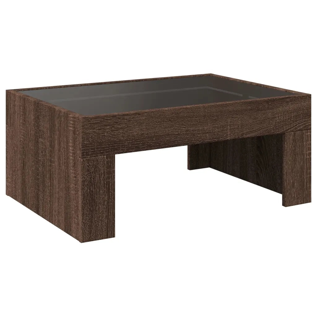Tavolino da Salotto con LED Infinity Rovere Marrone 70x50x30 cm