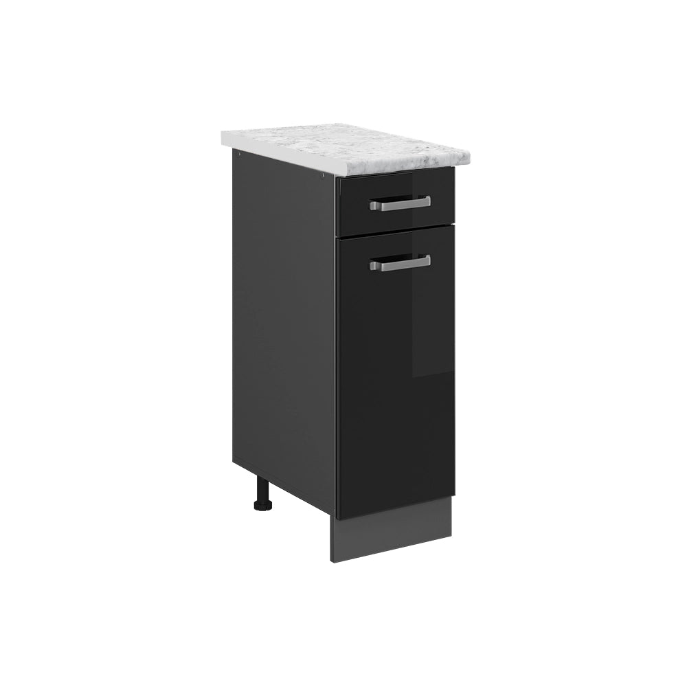 Vicco Mobiletto base per cucina Nero lucido 30 cm PL Marmo