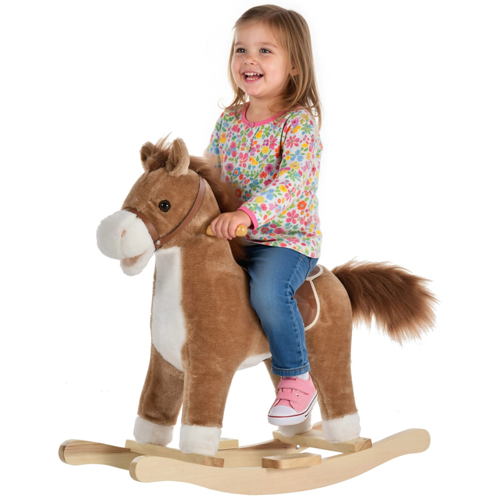 Cavallo Dondolo Bambini con Suoni e Movimenti ¨C Zephmum ¨C Marrone 65x32,5x61 cm