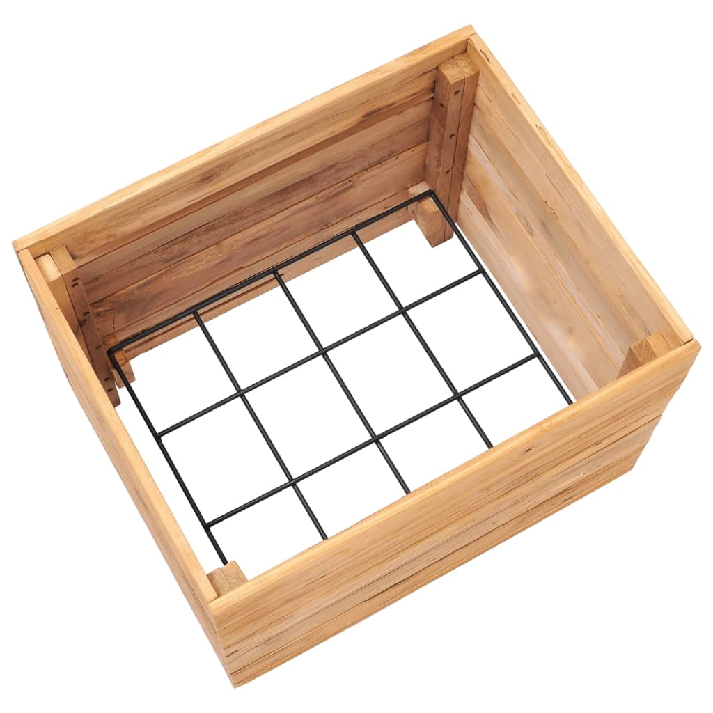 Aiuola rialzata per piante e fiori 50 x 40 x 38 cm legno di teak riciclato e acciaio 02_0000937