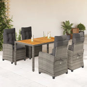 Set da Pranzo da Giardino 5 pz con Cuscini in Polyrattan Grigio 3212674