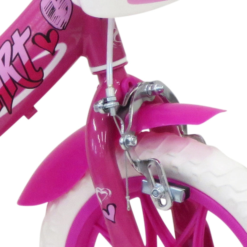 SCH HEART 12", bicicletta per bambini, adatta a bambini tra i 3 e i 5 anni, per altezza tra 85 e 105 cm, cestino, trombe