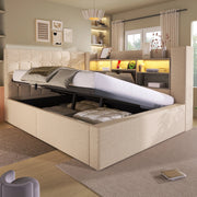letto imbottito lino beige 140 x 190 cm