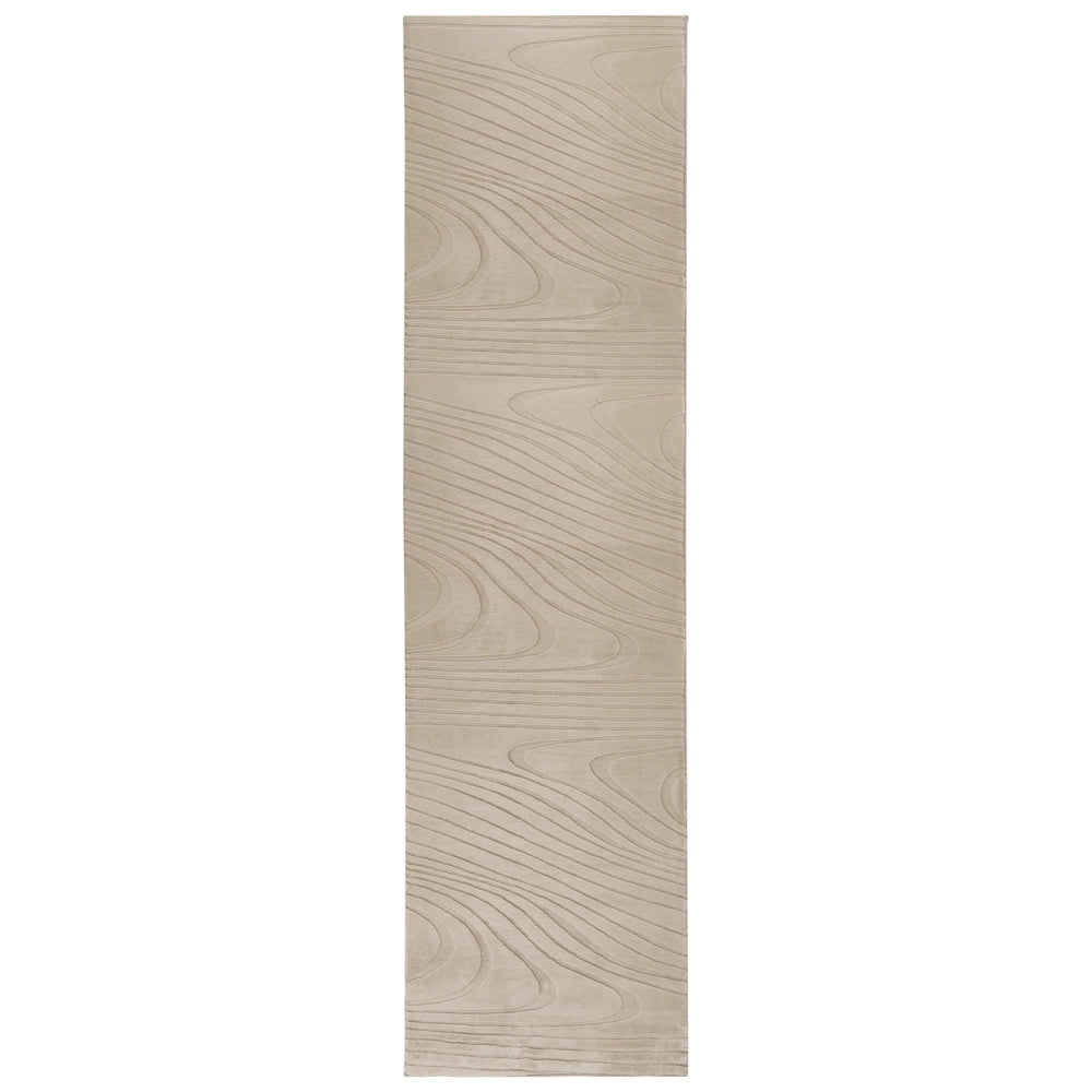 Tappeto da corridoio in pelliccia sintetica di coniglio, beige, in poliestere, 80 x 300 cm, morbido, a pelo lungo, motivo geometrico