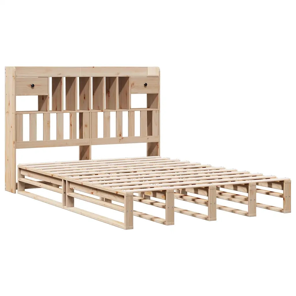 Letto Libreria senza Materasso 140x190 cm in Legno di Pino