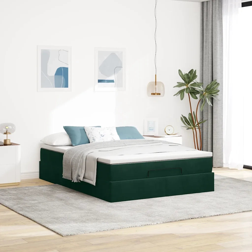 Struttura Letto Pouf con Materasso 140x190 cm in Velluto 3311186