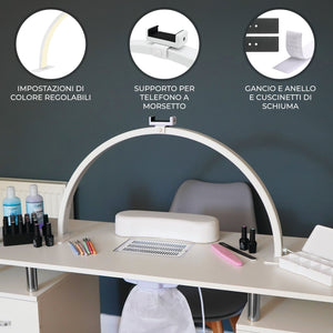 Lampada a mezza Luna 75cm LED 3 colori da tavolo Salone di bellezza per unghie 3 colori