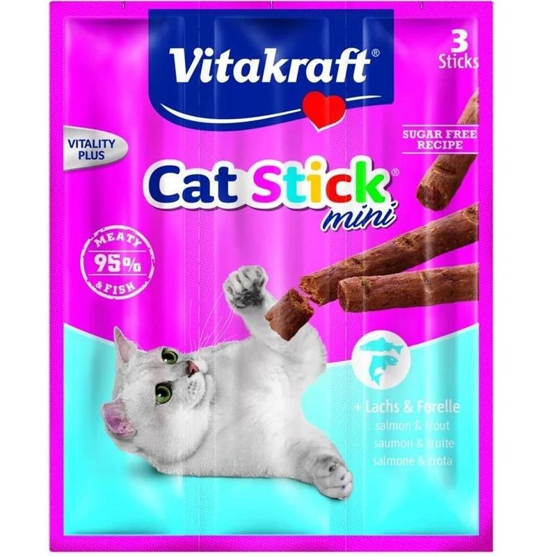 KIT 20 CONFEZIONI CAT MINI SNACK GATTO DA 3 STICK 18 GR SALMONE E TROTA