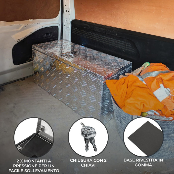 Cassetta degli attrezzi in alluminio con chiusura a chiave - Grande 70L