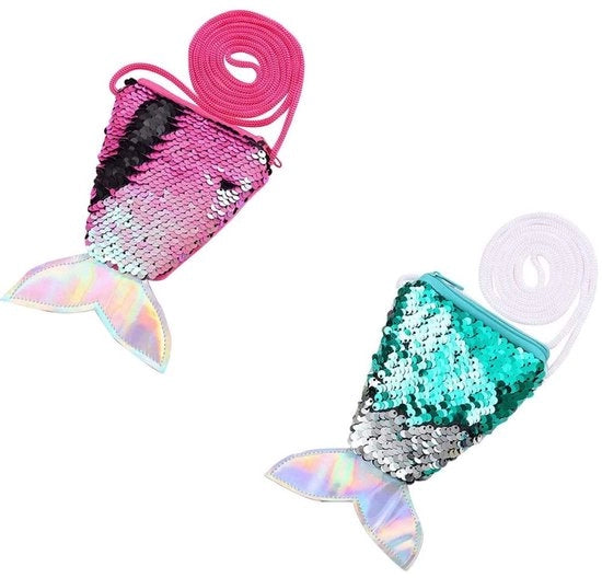 Borsa portafoglio con pailletten - Mini borsa a tracolla - Bambini - Sostenibile - Chiusura a cerniera - 16 cm x 10 cm