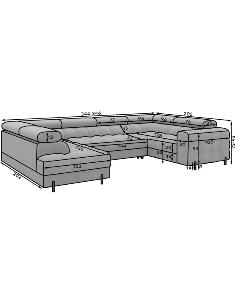 Divano panoramico convertibile FACTORY 3 posti marrone – angolo sinistro con contenitore