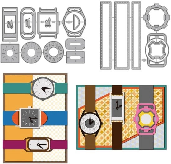 Set di taglieri orologio a stencello vintage - decorazione per album di scrapbooking - 2 pezzi con diverse dimensioni - taglierino multifunzione
