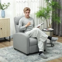 Poltrona Relax, regolabile 135°, poggiapiedi e schienale imbottiti, Lino-Polyester, Grigio Chiaro