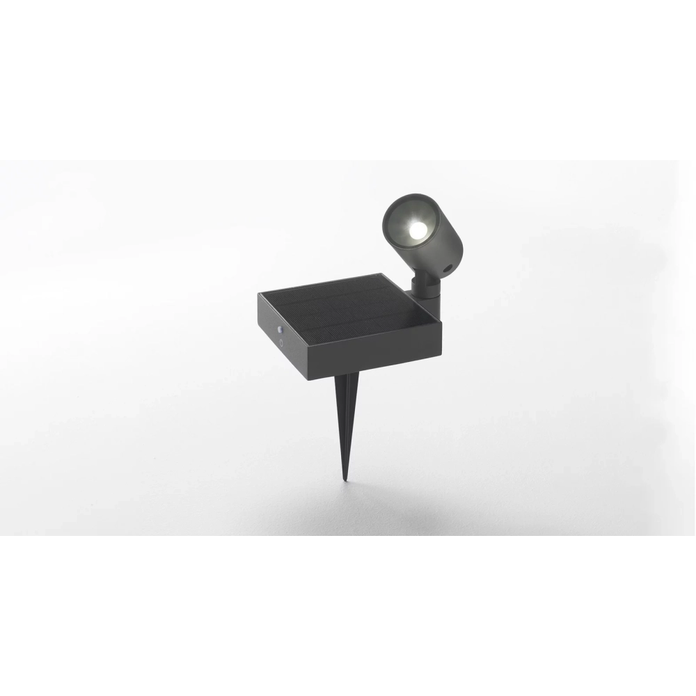 Faretto da terra Solar a led da 1,3w a batteria con fotovoltaico IP65 grigio scuro
