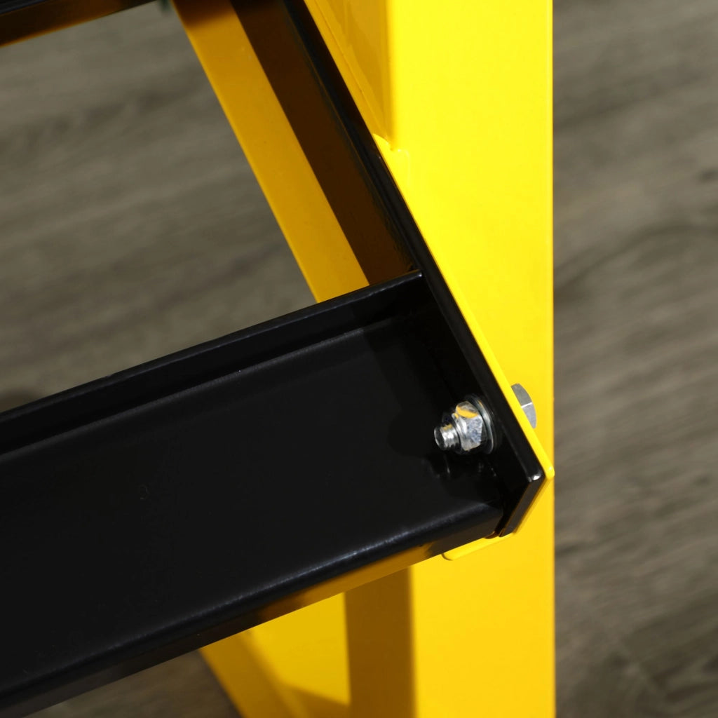 Rastrelliera porta manubri ¨C Xylo ¨C acciaio giallo, 2 ripiani, portata 270 kg, 92,5x50,5x80,5 cm