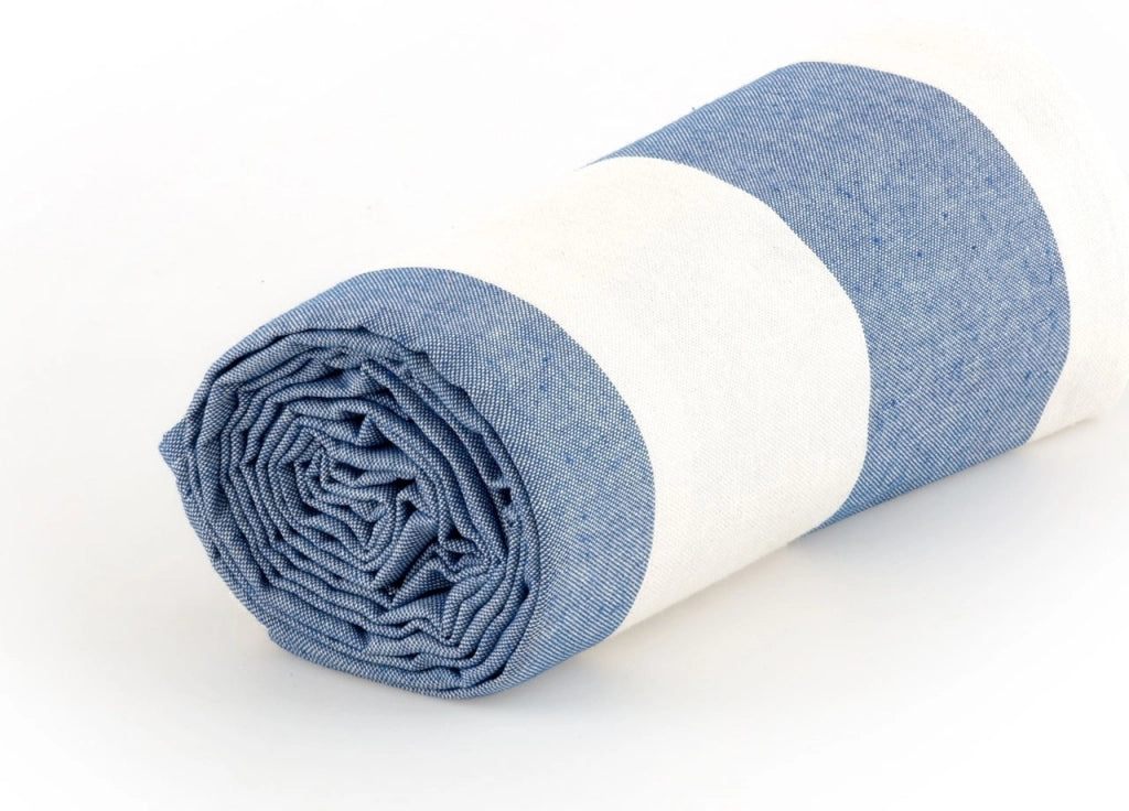 Telo Arredo Granfoulard Copritutto Cotone Made Italy Vari Disegni Arredatutto Copriletto Multiuso - 1 Piazza - Riga Fascia Blu