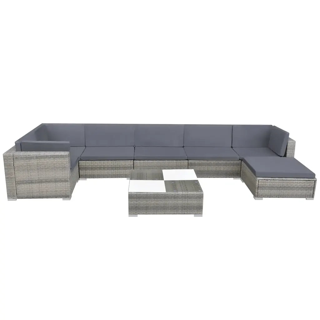 Set Divani da Giardino 8 pz con Cuscini in Polyrattan Grigio 42738