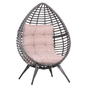 Poltrona da Giardino in Vimini 101x89x156 cm con Cuscino  Beige