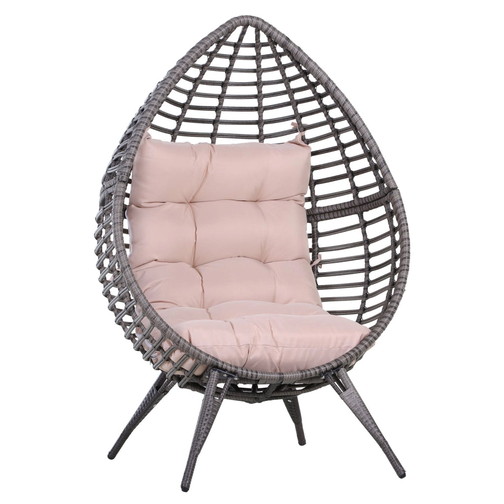 Poltrona da Giardino in Vimini 101x89x156 cm con Cuscino  Beige