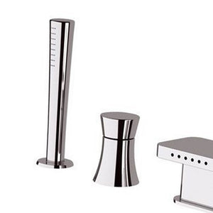 Miscelatore bordo vasca con deviatore, bocca con effetto multigetto e doccetta - serie diva