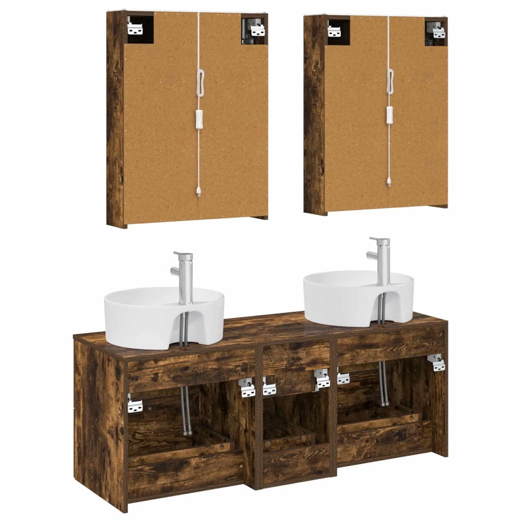 Set di mobili per il bagno 5 pcs Rovere Fumo 3406931